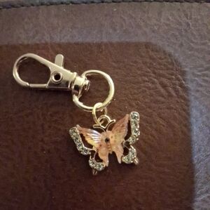 Elegant Golden Yellow Butterfly Keychain with Gold Accents (1 Is A Light Yellow)